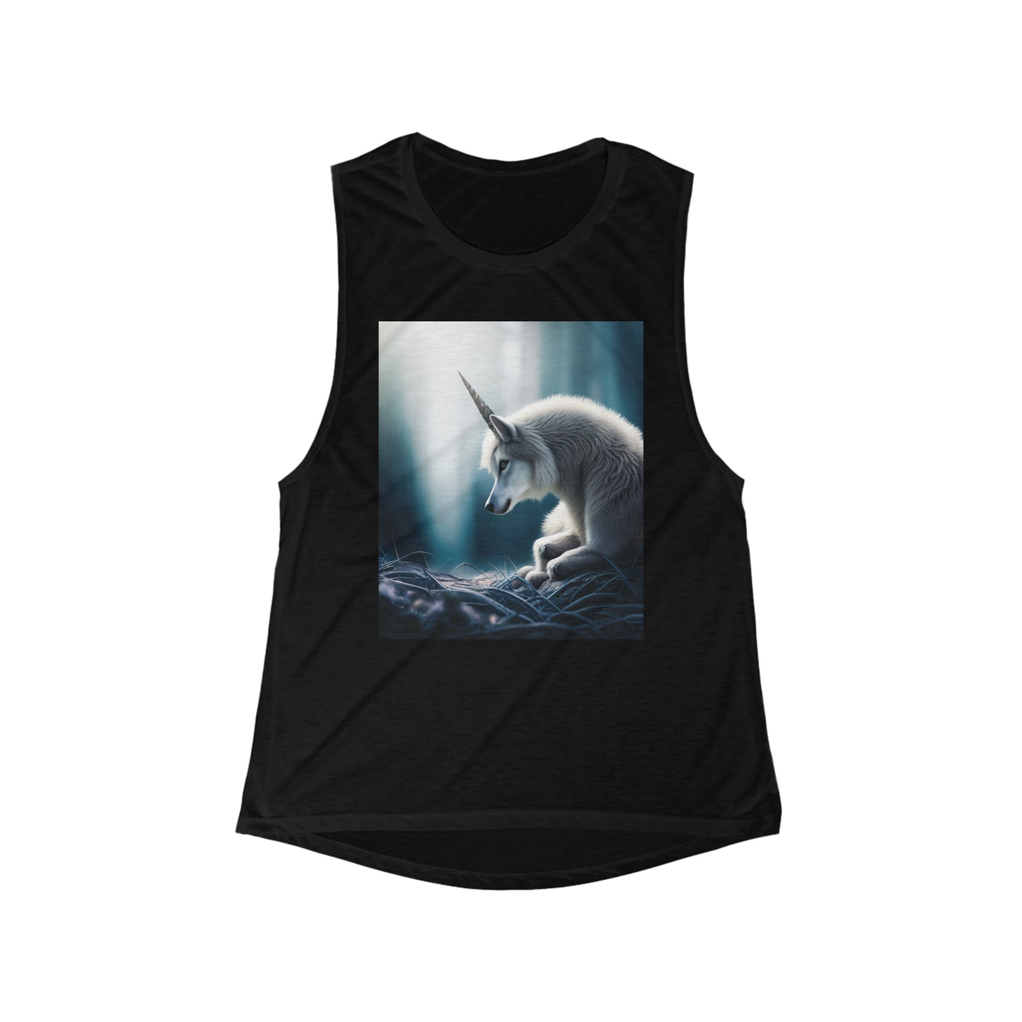 Unicorn Wolf- Women's Flowy Scoop Muscle Tank